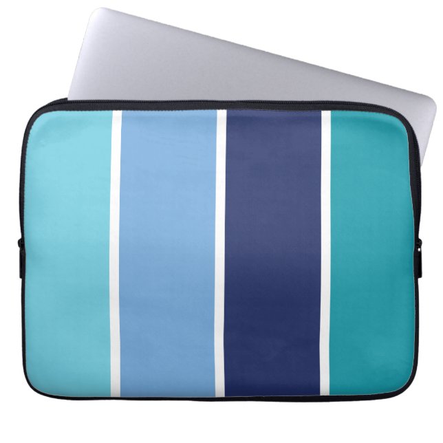 Blue Striped Laptop Sleeve (Front)
