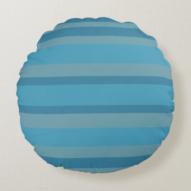 Blue striped monochromatic round cushion (Front)