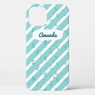 Blue Striped Music Notes iPhone 7 Case