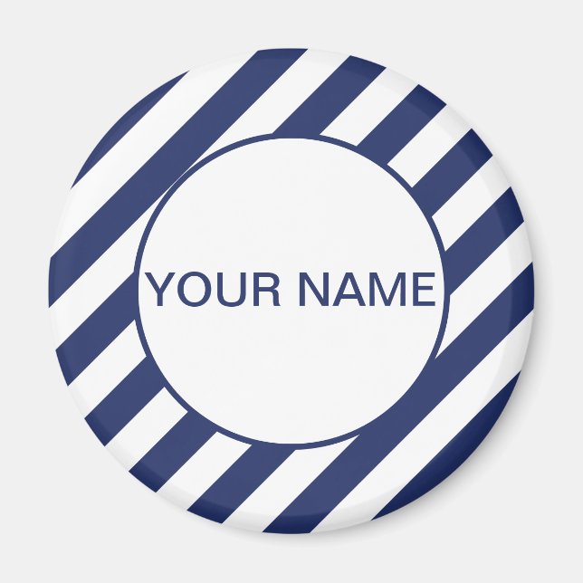 Blue Striped Name Template Magnet (Front)