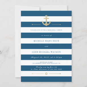 Blue Striped Nautical Rehearsal Dinner Invite