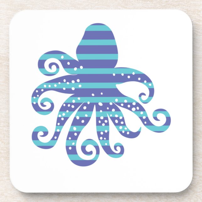 Blue Striped Octopus Coaster (Front)
