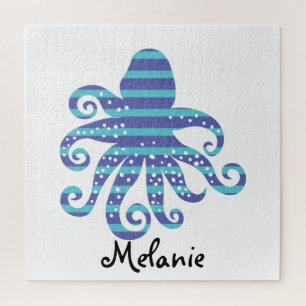 Blue Striped Octopus Jigsaw Puzzle