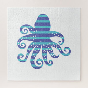 Blue Striped Octopus Jigsaw Puzzle