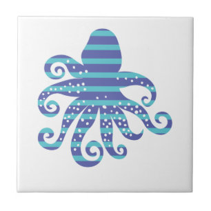 Blue Striped Octopus Tile