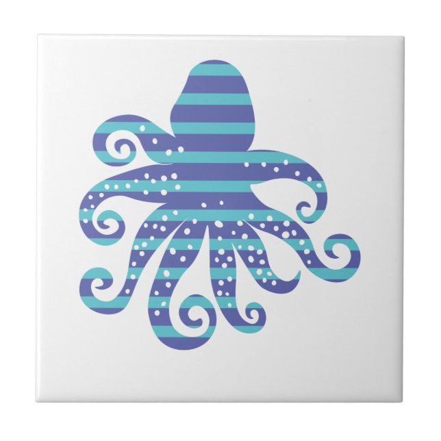 Blue Striped Octopus Tile (Front)