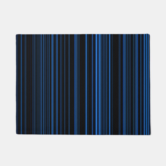 Blue Striped Pattern Doormat (Front)