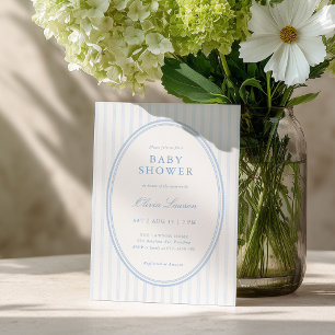 Blue Striped Preppy Baby Shower Invitation