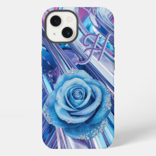 Blue striped rose iPhone 13 case