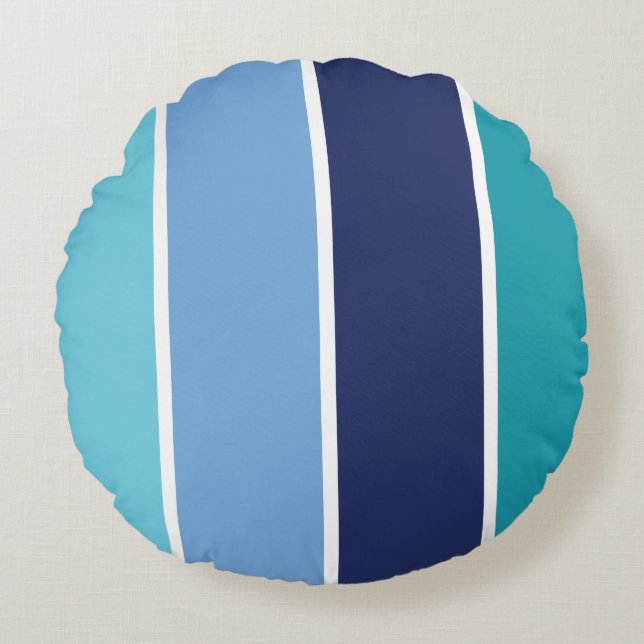 Blue Striped Round Cushion (Front)