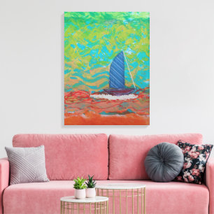 Blue Striped Sail Stretched Canvas Print
