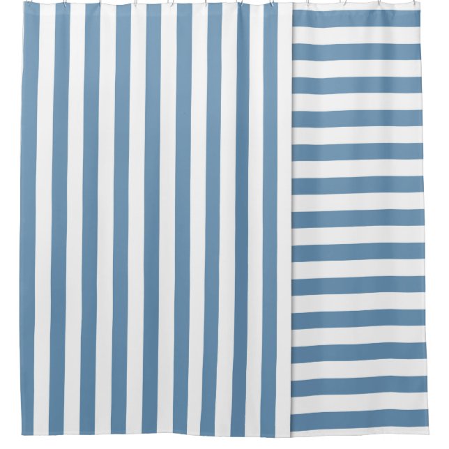 blue striped shower curtain (Front)