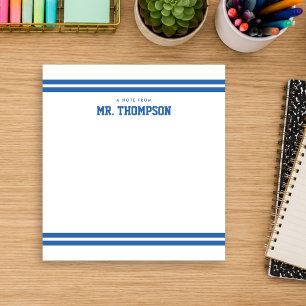 Blue Striped Teacher School Notepad