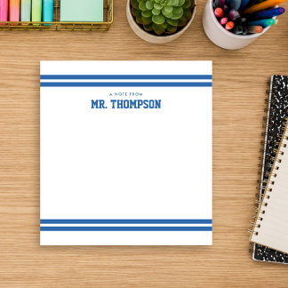 Blue Striped Teacher School Notepad