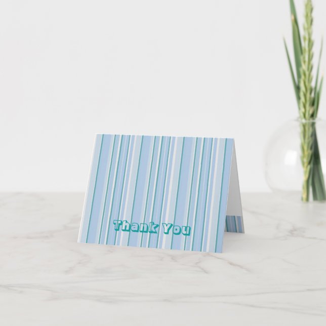 Blue Striped Thank You Card (Front)