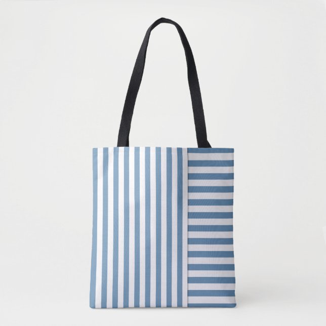 blue striped tote bag (Front)