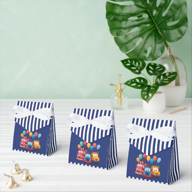 Blue Striped Truck Birthday Theme Favour Box (Multiple)