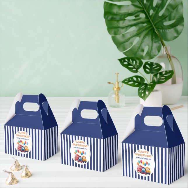 Blue Striped Truck Birthday Theme Favour Box (Multiple)