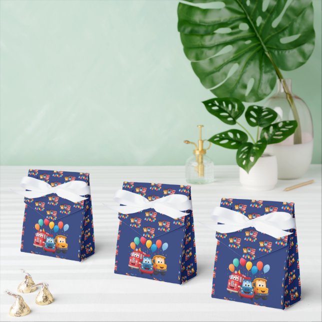 Blue Striped Truck Birthday Theme Favour Box (Multiple)