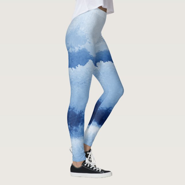 Blue Striped Watercolor Leggings (Right)