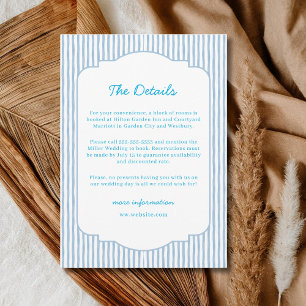 Blue Striped Wedding Elegant Classic Details Holiday Card