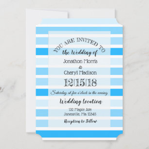 Blue Striped Wedding invitations