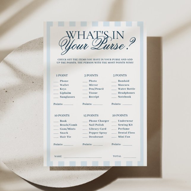 Blue Striped What's in your purse Card (Creator Uploaded)
