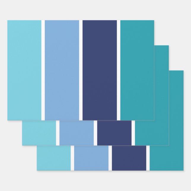 Blue Striped Wrapping Paper Sheet (Set)