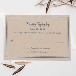 Blue Stripes Adult Only Wedding RSVP Card