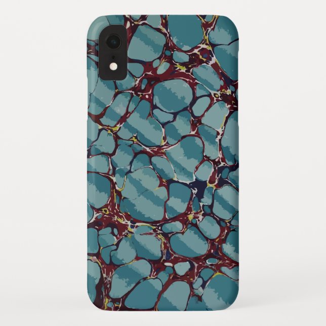 Blue Stripes And Deep Red Marble Case-Mate iPhone Case (Back)
