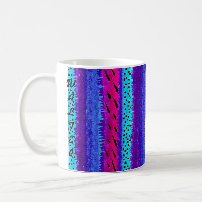 Blue Stripes and Dots A5 Coffee Mug (Left)