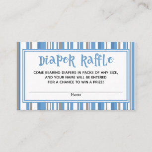 Blue Stripes Baby Boy Shower Diaper Raffle Tickets Enclosure Card