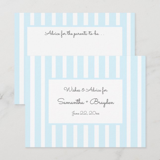 Blue Stripes Baby Shower Advice, prayers Advice Card (Front/Back)