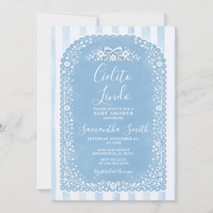 Blue Stripes Baby Shower Cielito Lindo Talavera Invitation