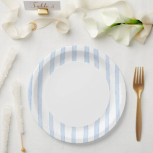 Blue stripes Baby Shower Paper Plate