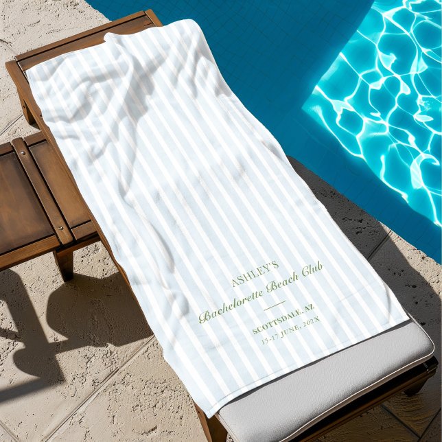 Blue Stripes Bachelorette Party Beach Towel (Creator Uploaded)