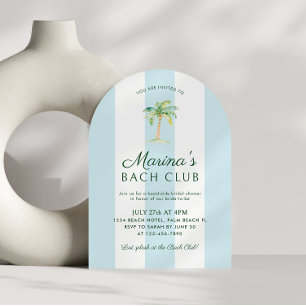 Blue Stripes Beach Bach Club Bridal Shower Arch Invitation