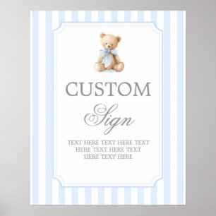 Blue Stripes Bear Customized sign