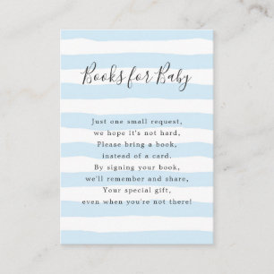 Blue Stripes Books for Baby, baby shower Enclosure Card