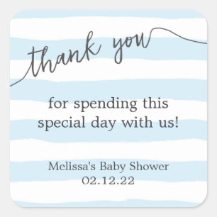 Blue Stripes boy baby shower favour sticker