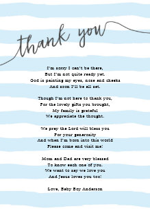 Thank You Poem Baby Shower Gifts Gift Ideas Zazzle Uk