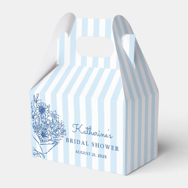 Blue Stripes Bridal Shower Favour Box (Front Side)
