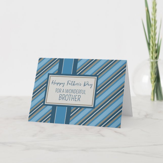 Blue Stripes Brother Happy Father's Day Card (Front)