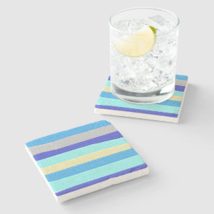 Blue Stripes Brushstrokes  Stone Coaster