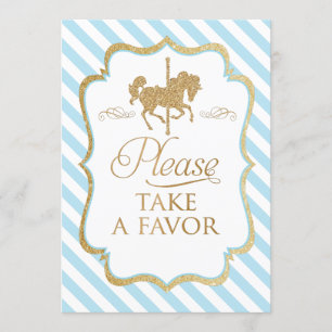 Blue Stripes Carousel Favour Sign Invitation