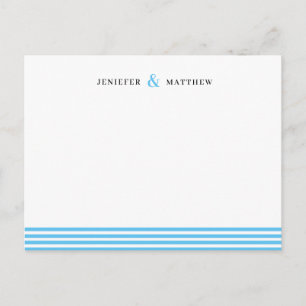 Blue Stripes Couples Personalised Statione Postcard