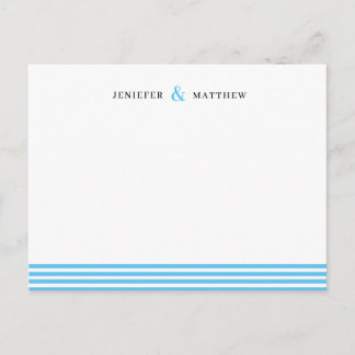 Blue Stripes Couples Personalised Statione Postcard