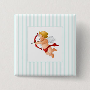 Blue Stripes - Cupid with Arrow 15 Cm Square Badge