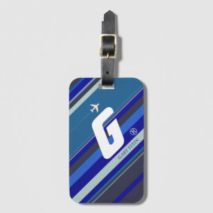 blue stripes custom air travel luggage tag