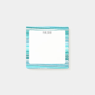 Blue Stripes CUSTOM Chic Monogram Personalized Post-it Notes